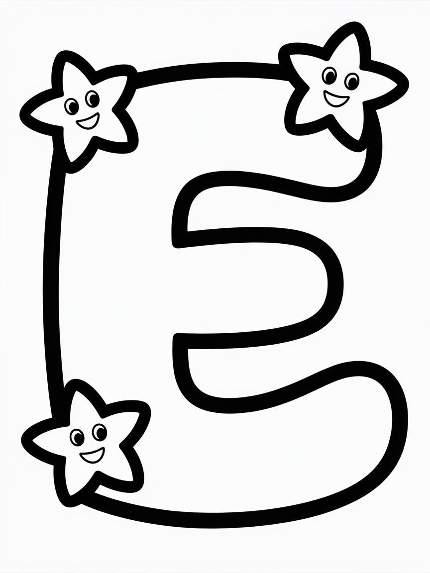 E - Free Coloring Page