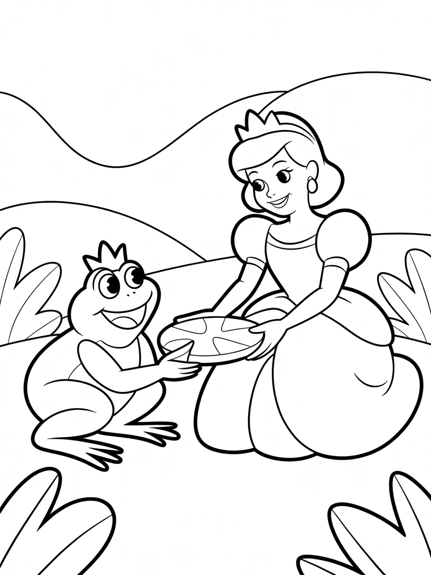 Princess and thr frog 80s style - Free Coloring Page