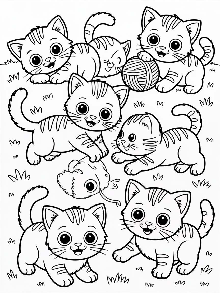 Cute cats - Free Coloring Page