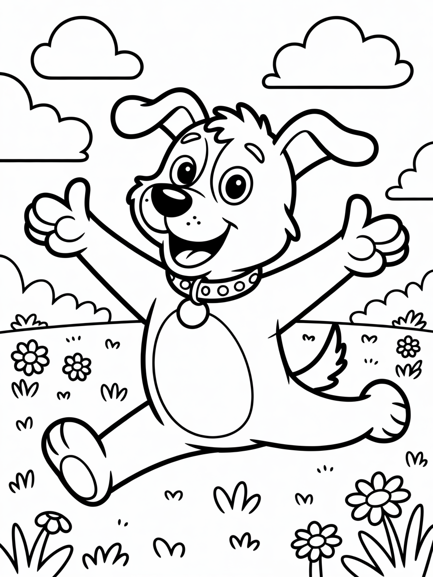 dog doing the splits - Free Coloring Page