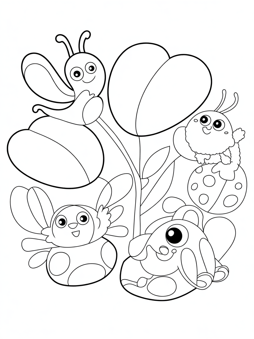 Petals and fauna - Free Coloring Page