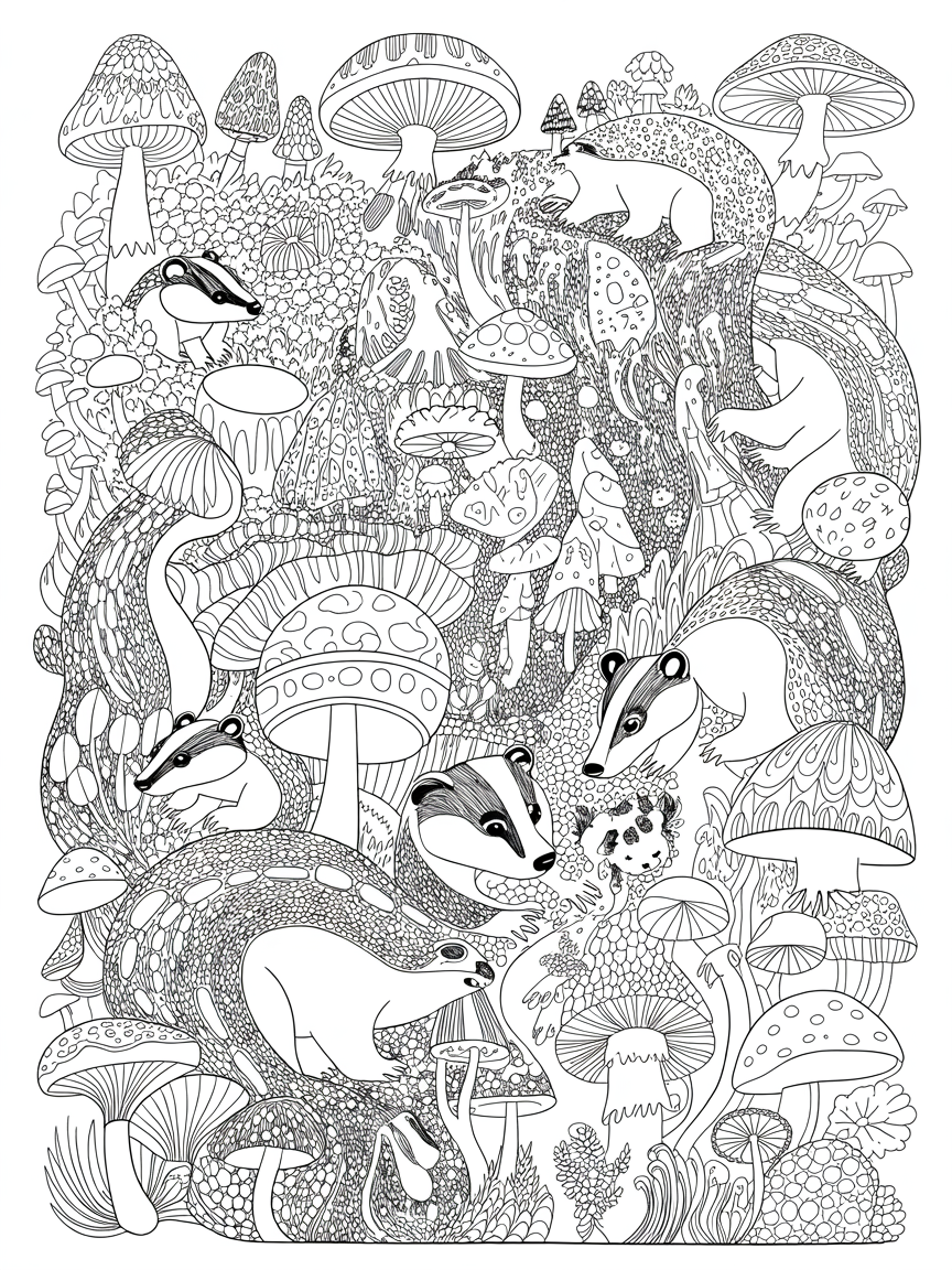 Badger badger badger badger badger badger badger badger badger badger badger badger badger badger badger mushroom mushroom badger badger badger badger badger badger badger - Free Coloring Page