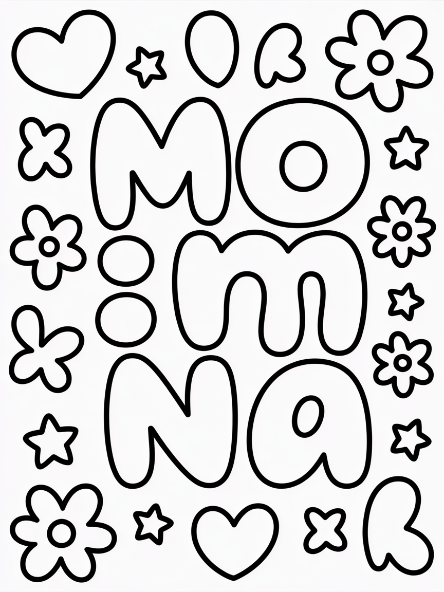a coloring page that says momina - Free Coloring Page