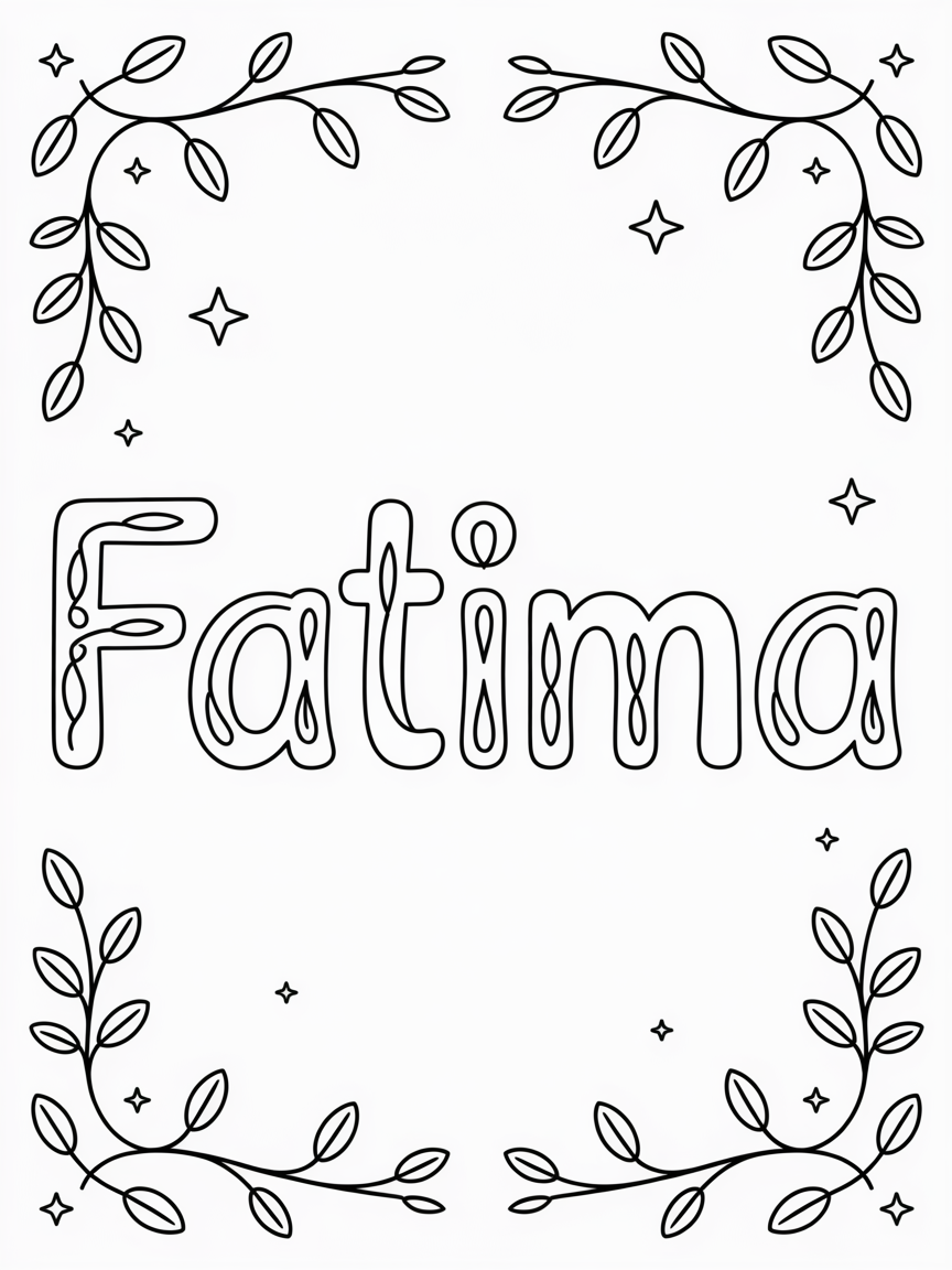 a coloring page that says Fatima - Free Coloring Page