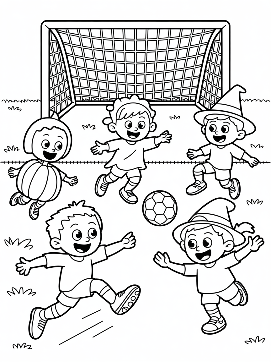 Halloween soccer - Free Coloring Page