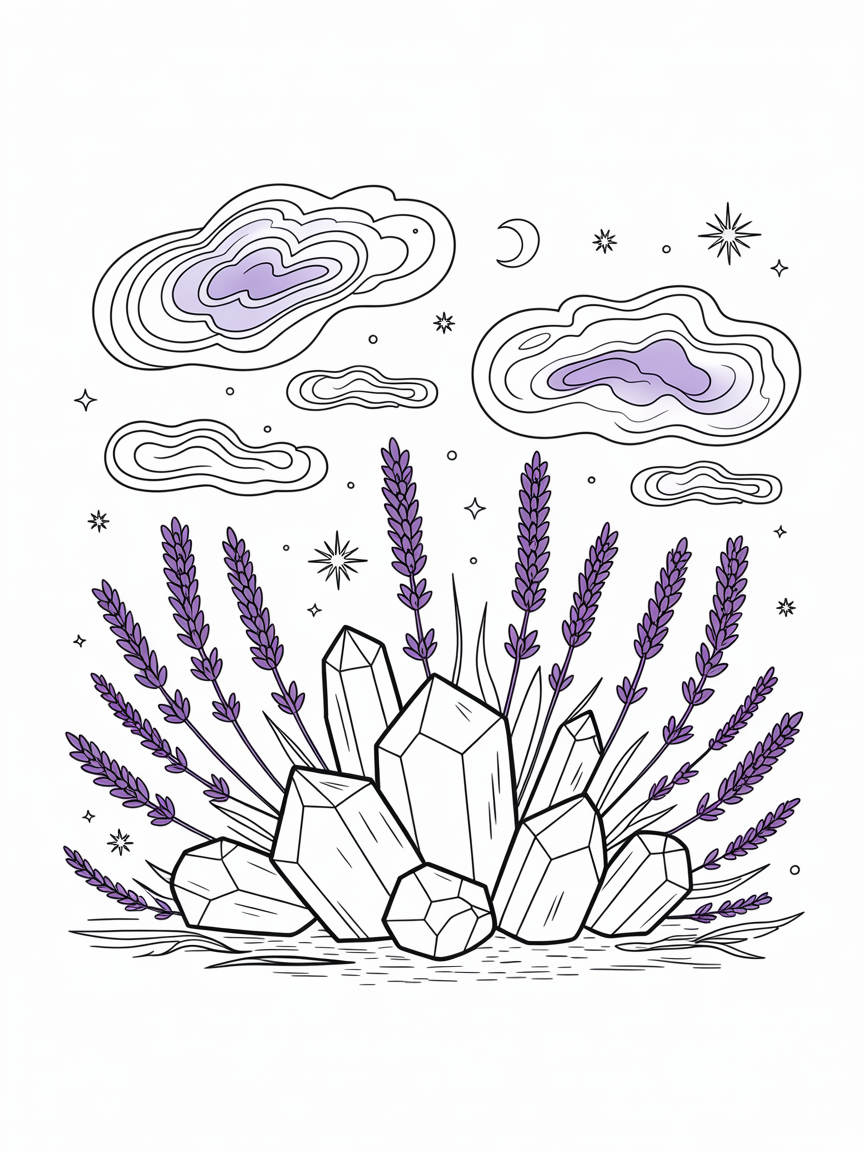 Aesthetic purple theme - Free Coloring Page