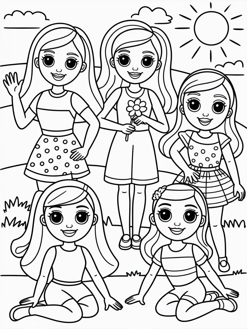 Barbie dolls - Free Coloring Page