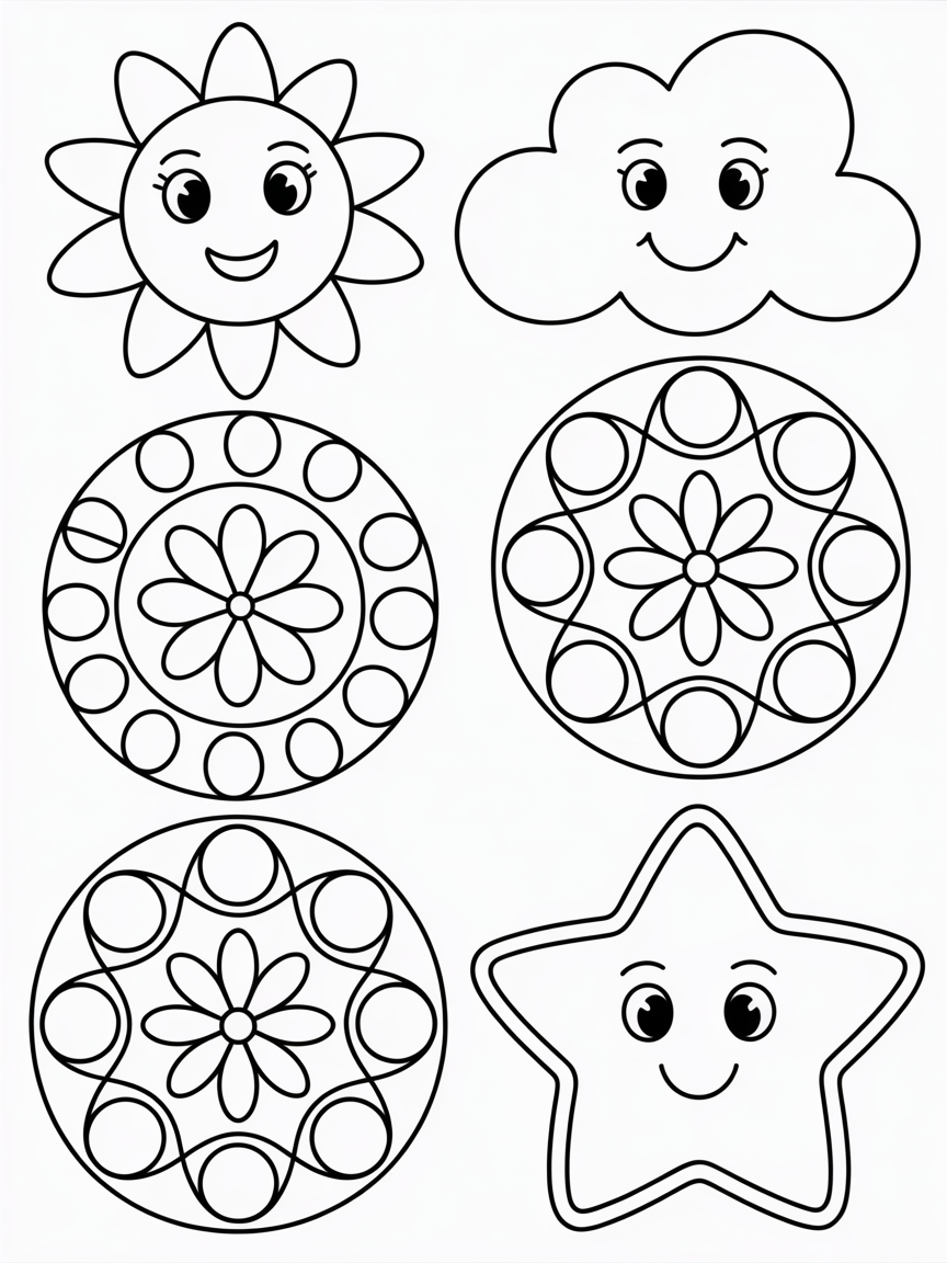 Mandala on objects - Free Coloring Page