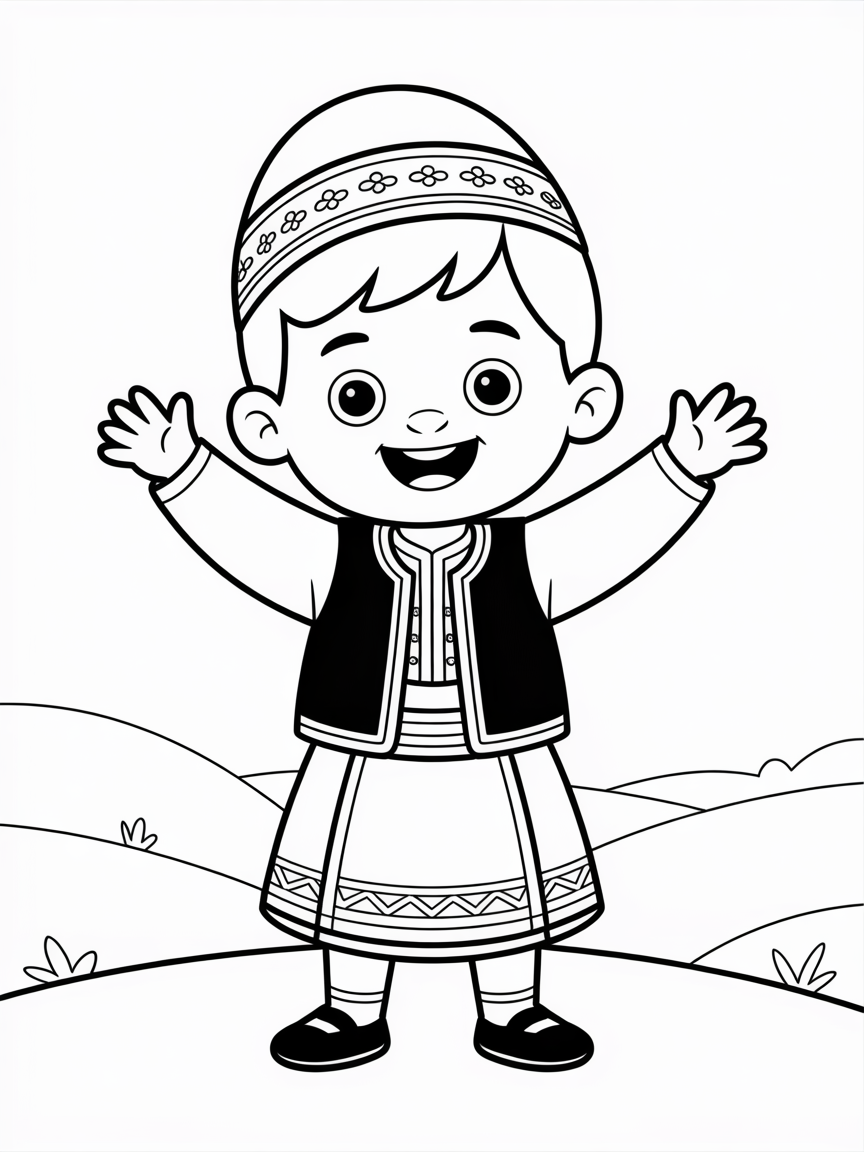 Serbian National Costume - Free Coloring Page