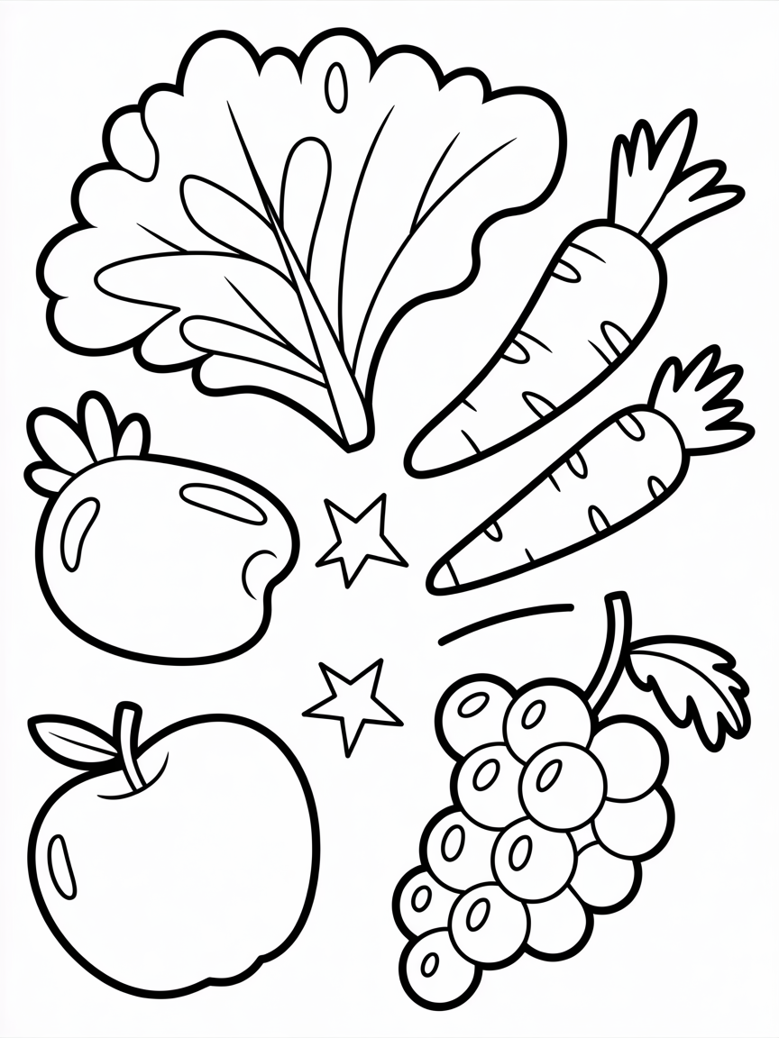 A4 sheet food that comes from plants - Free Coloring Page