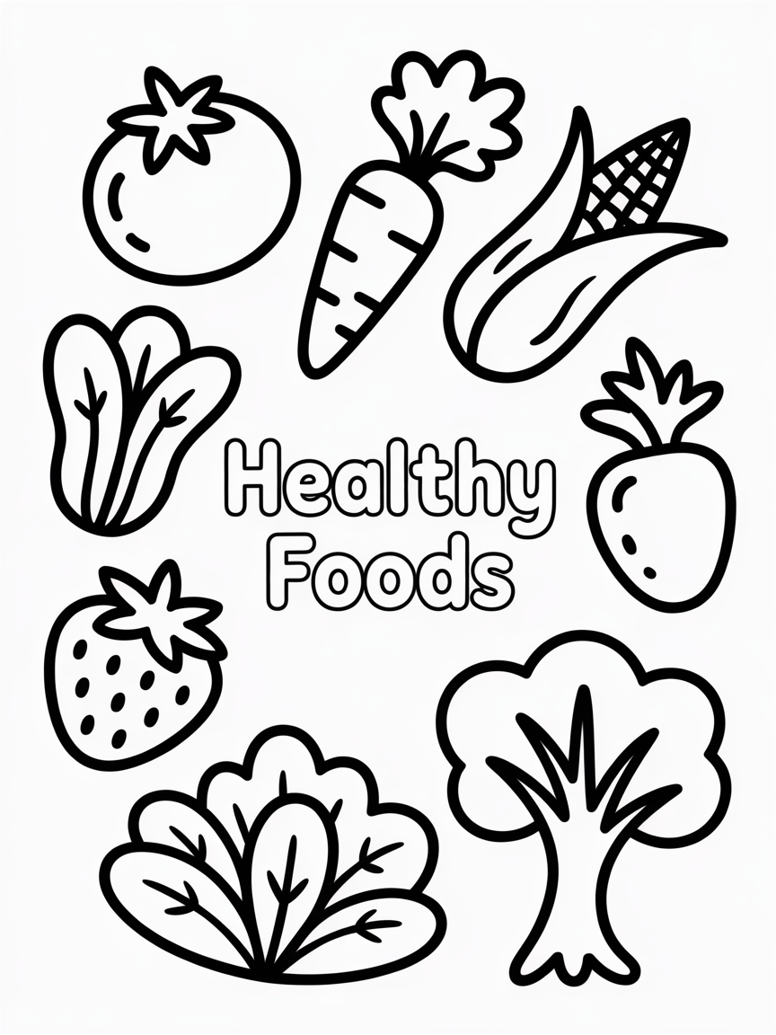 A4 mindfulness colouring in of a number of different plants we use for food - Free Coloring Page