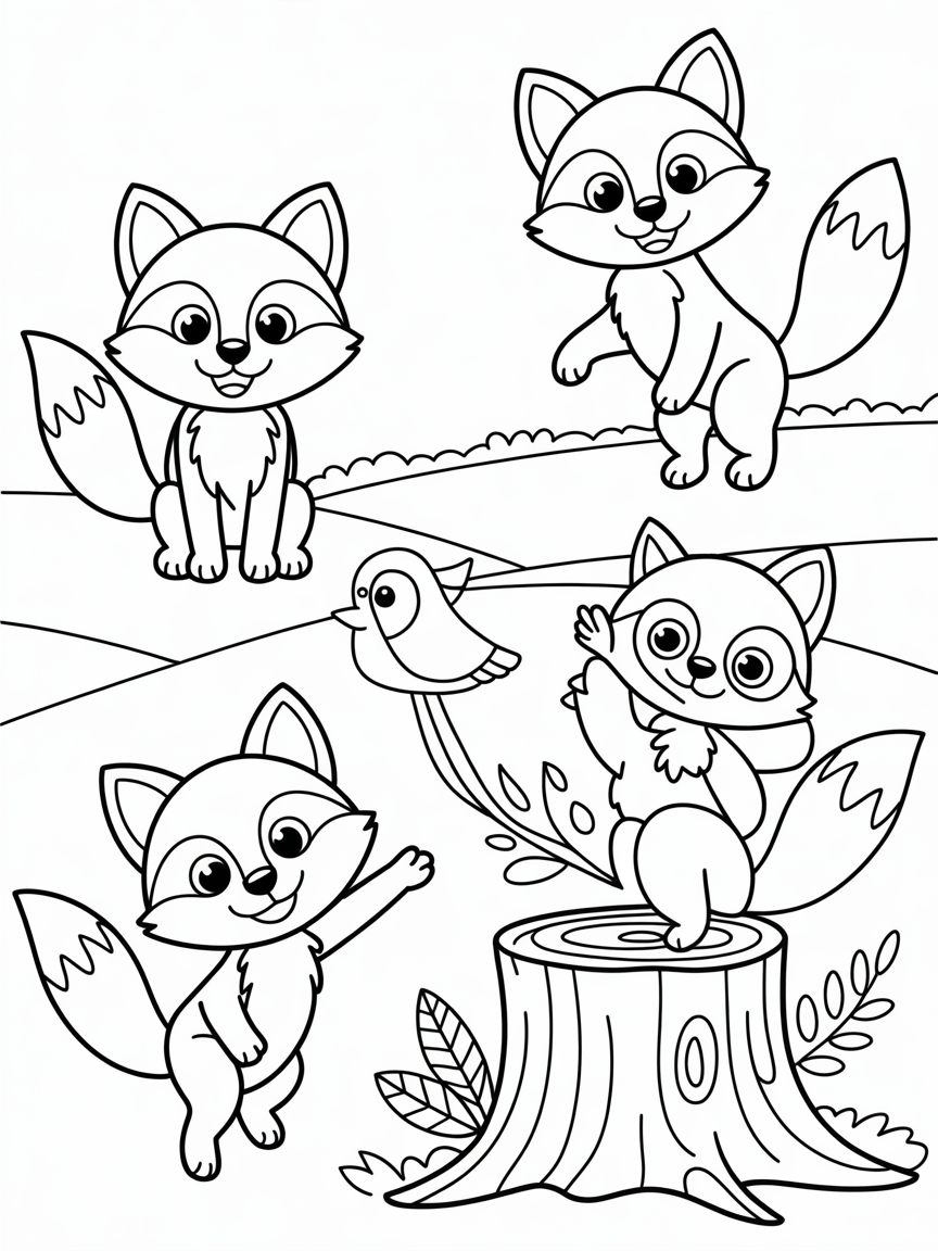 Foxes - Free Coloring Page