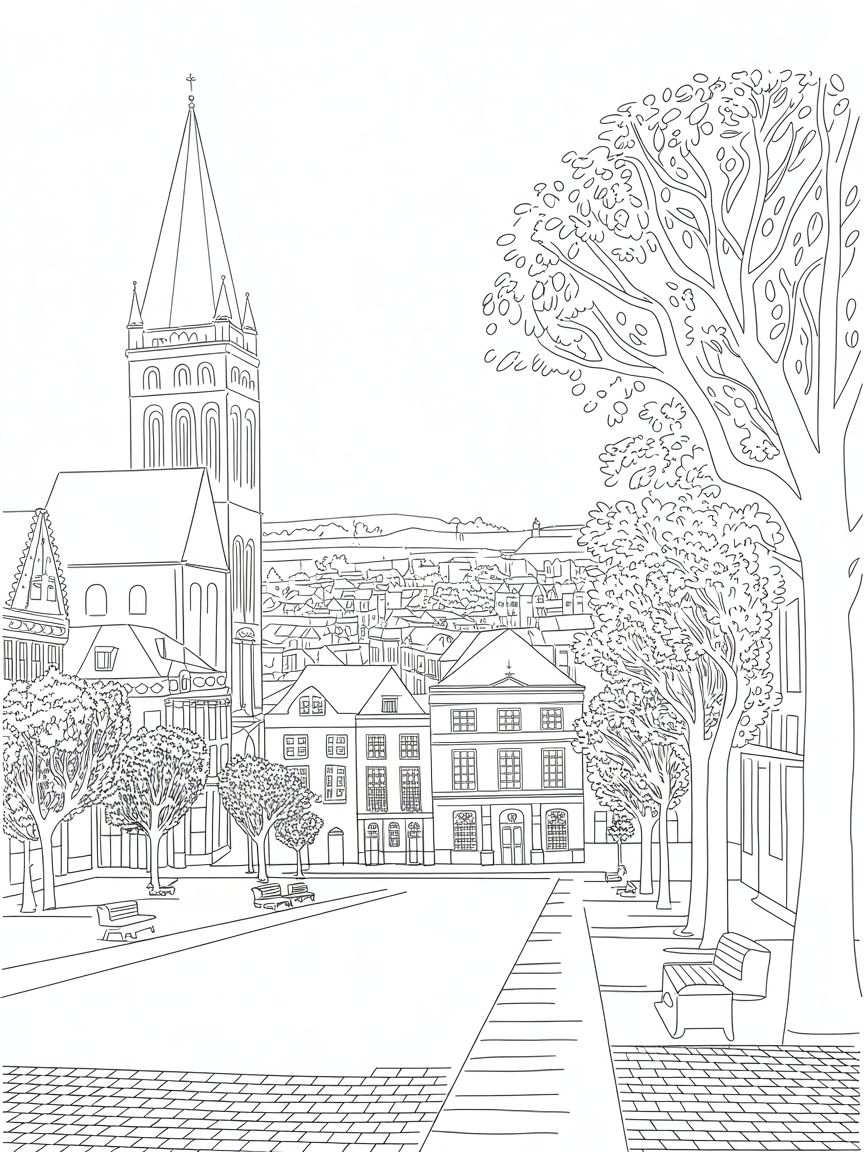 Maastricht Vrijthof - Free Coloring Page