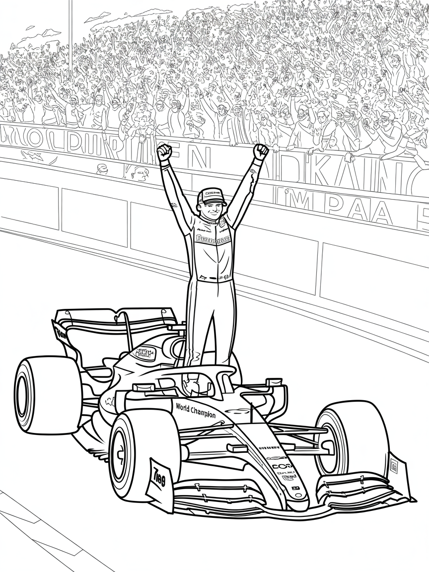 Max Verstappen winning the GP - Free Coloring Page