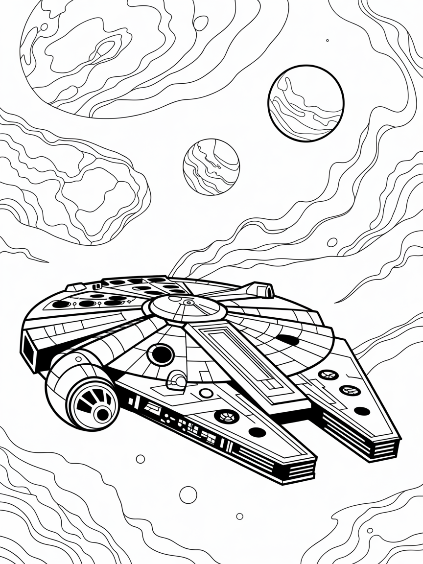 Starters Millennium falcon - Free Coloring Page