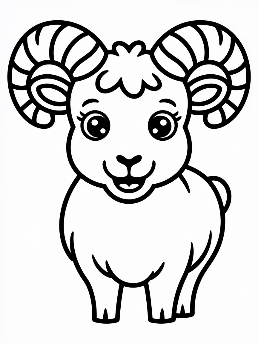 Close up shot of a bighorn sheep - Free Coloring Page