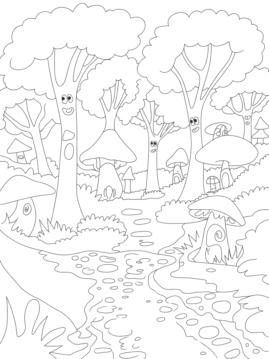 Magic forest - Free Coloring Page