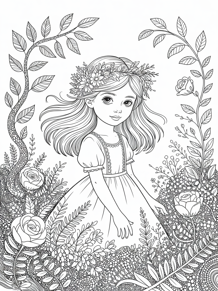 A girl - Free Coloring Page