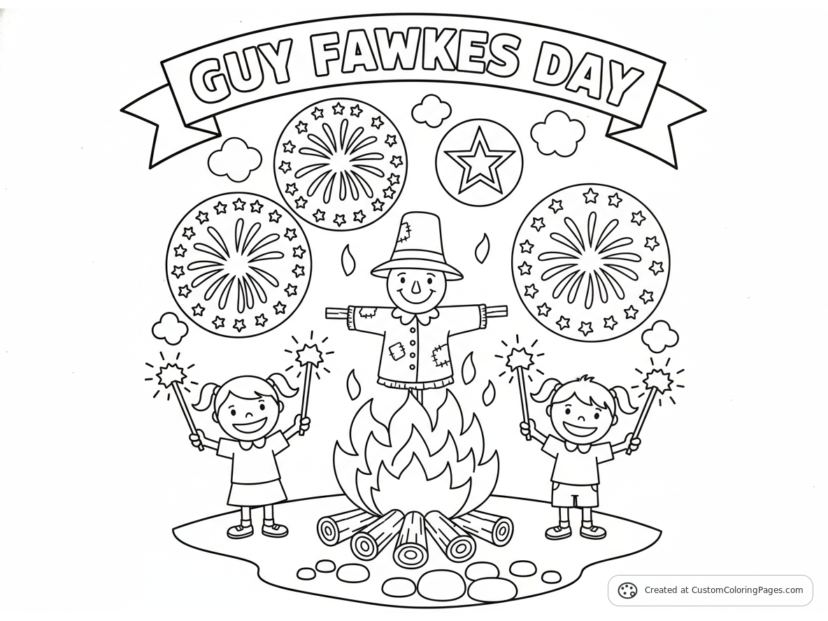 Guy Fawkes Day Coloring Pages — Free Printable Designs