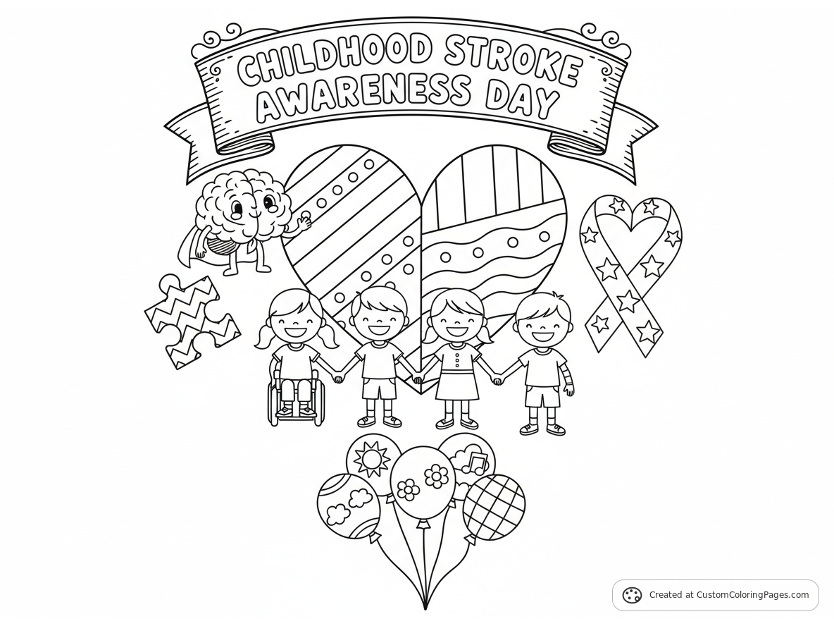 Childhood Stroke Awareness Coloring Pages - Free Printable Designs