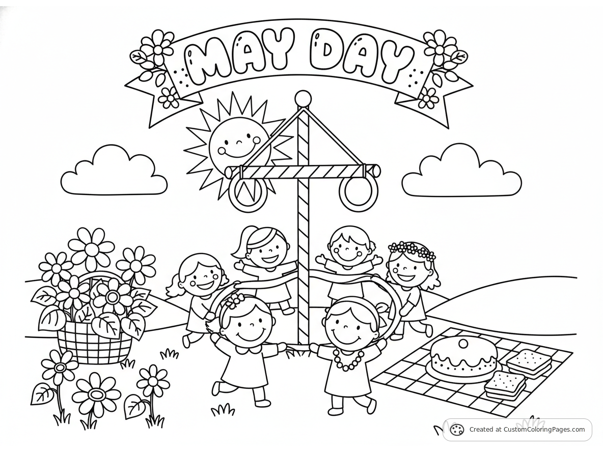 May Day Coloring Pages — Free Printable Designs