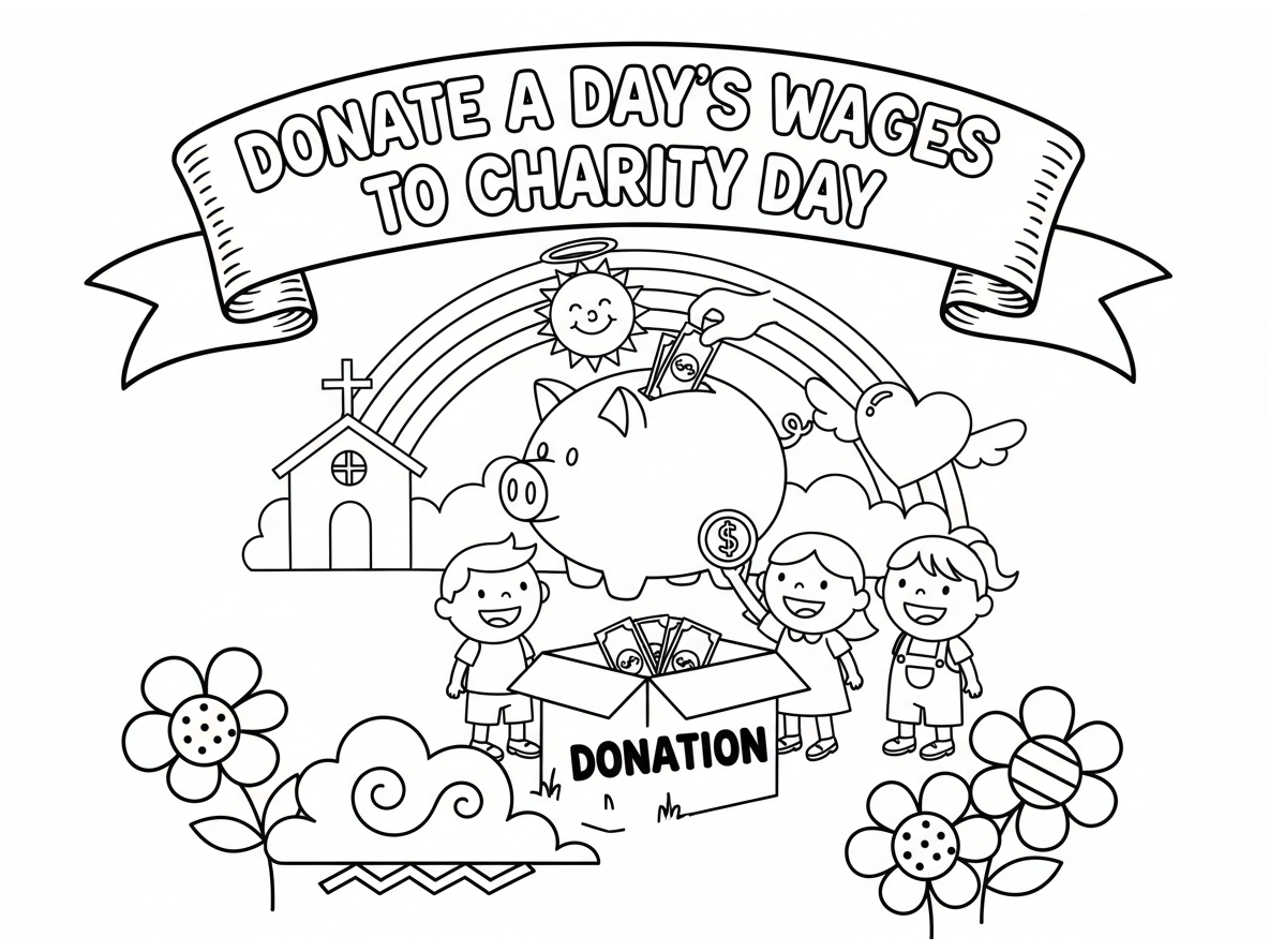 Donate A Day’s Wages Coloring Pages — Free Printable Designs