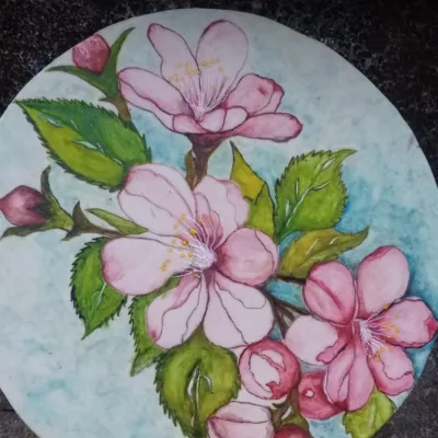 Hand-Painted Fondant Sugar Plaque – Botanical Blossom Study gallery 4