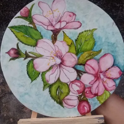 Hand-Painted Fondant Sugar Plaque – Botanical Blossom Study gallery 2