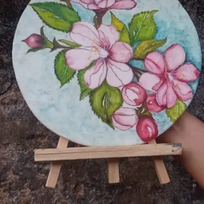 Hand-Painted Fondant Sugar Plaque – Botanical Blossom Study gallery 3