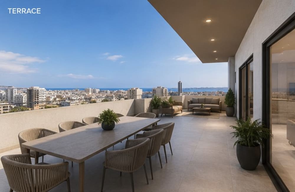 Magnificent 156 sqm 3-Bedroom Penthouse with A Large Terrace in Qawra — Qawra, Malta