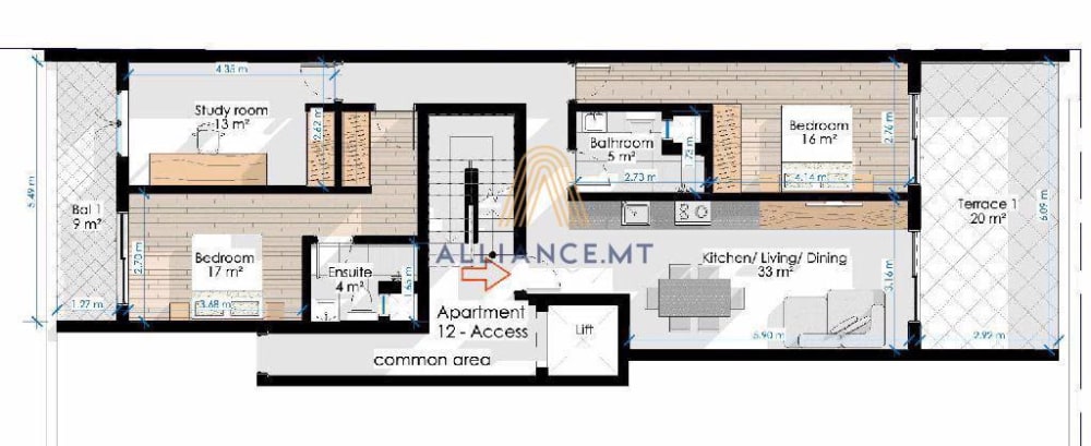 2 Bedroom Penthouse for Sale in Zabbar — Zabbar, Malta