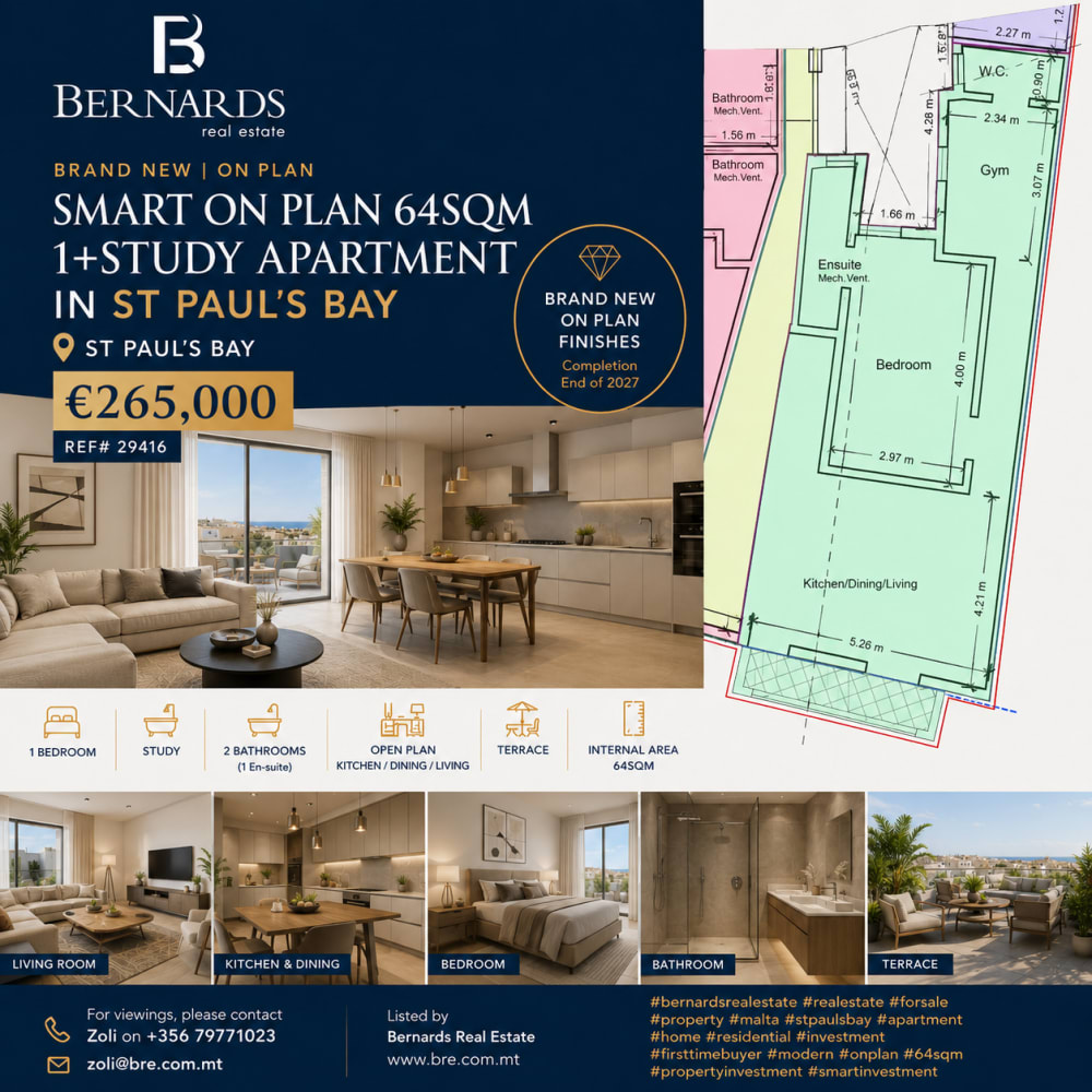 Bright 64 sqm 2-Bedroom Apartment in St Pauls Bay — St Paul's Bay, Malta
