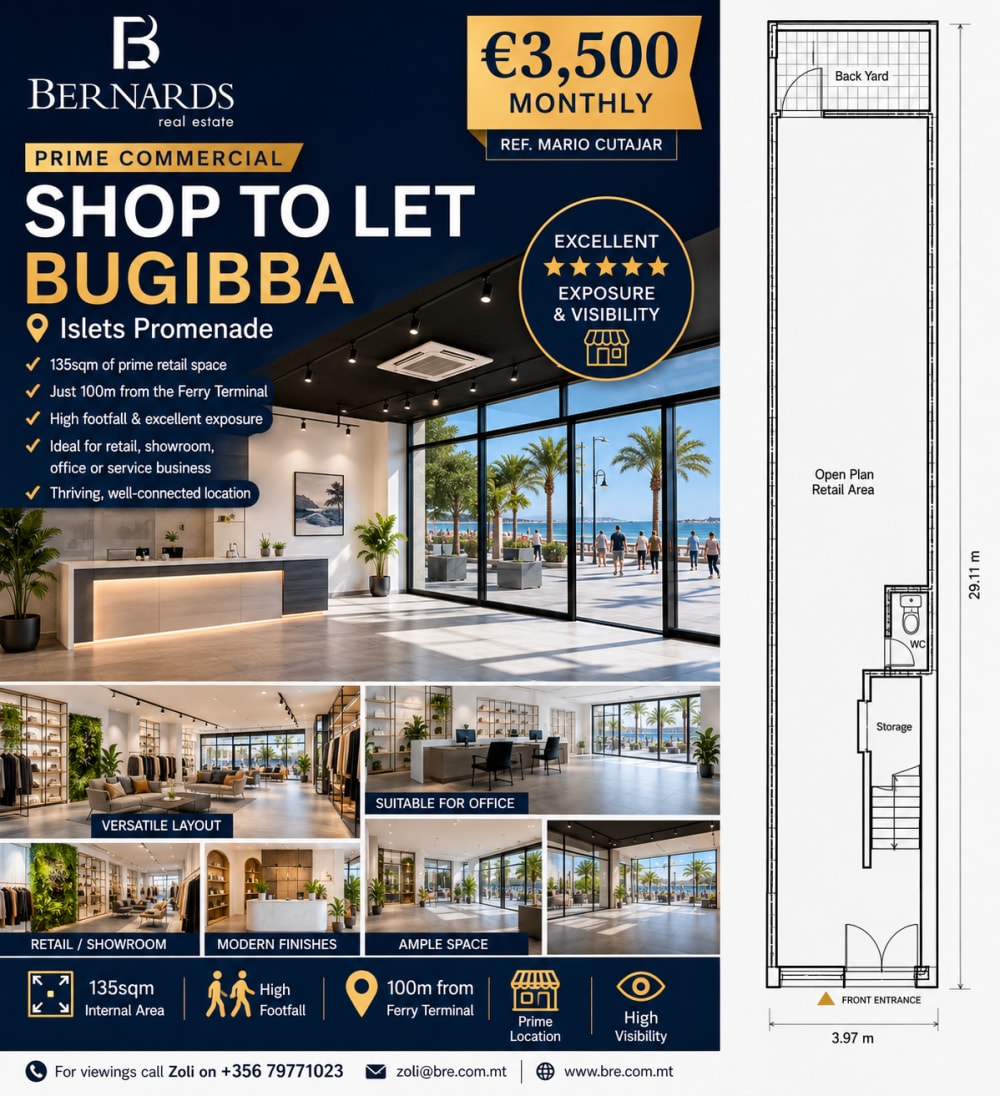 Prime Commercial Shop in Bugibba's Bustling Promenade Area — Bugibba, Malta