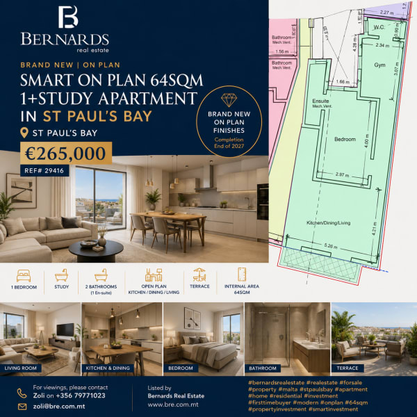 Bright 64 sqm 2-Bedroom Apartment in St Pauls Bay — St Paul's Bay, Malta