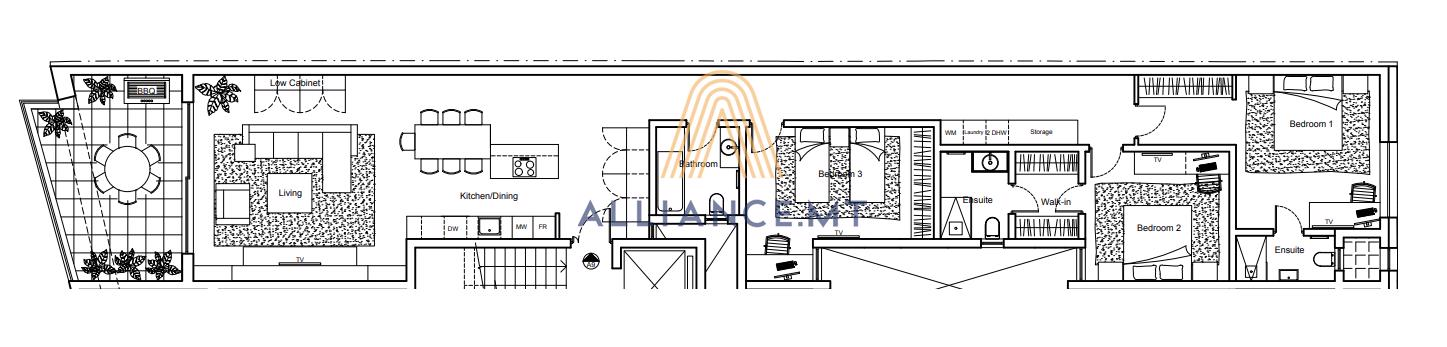 3 Bedroom Apartment for Rent in Sliema