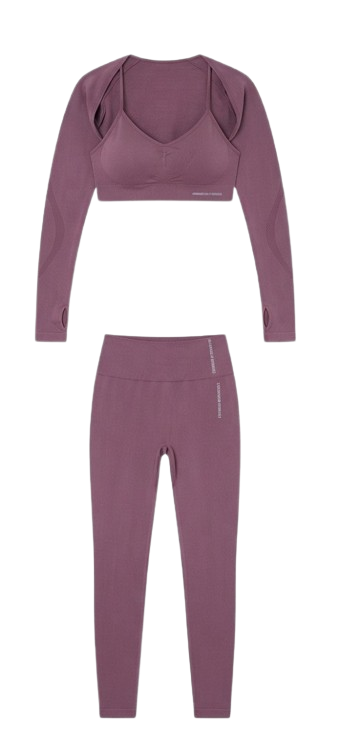 Ribbed Long-Sleeve Set — Mauve