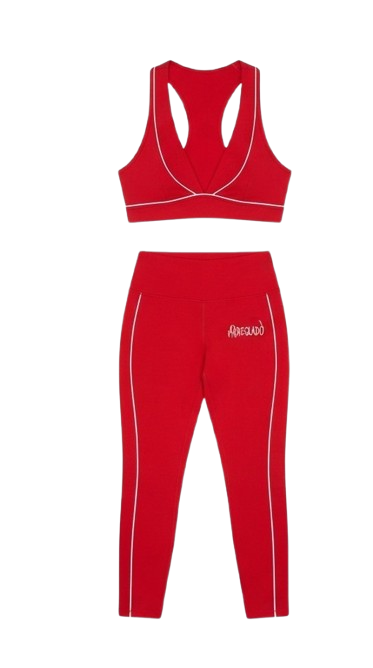 Piped Two-Piece Set — Red