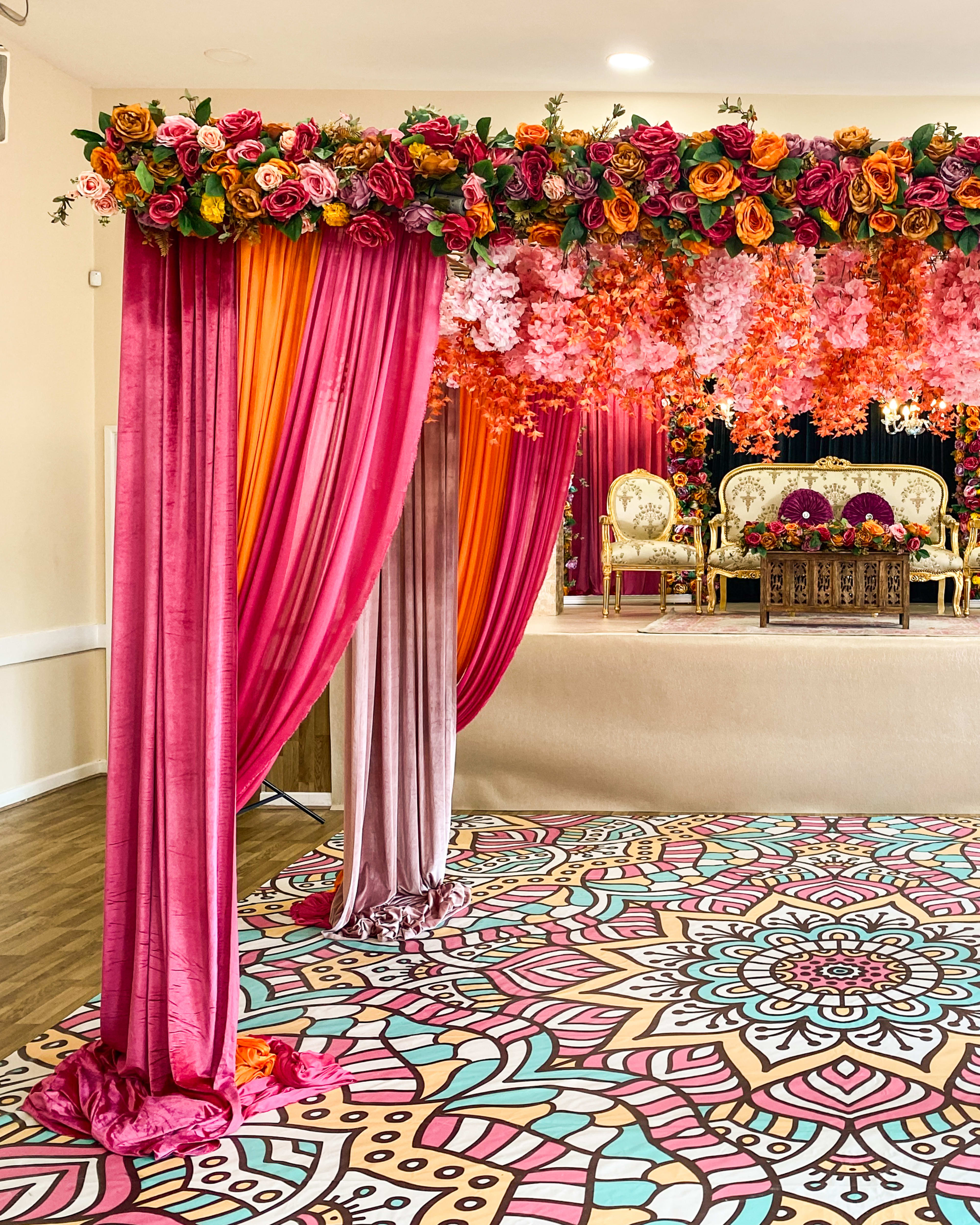 Mendhi stage decor and event styling London by Grand Affairs