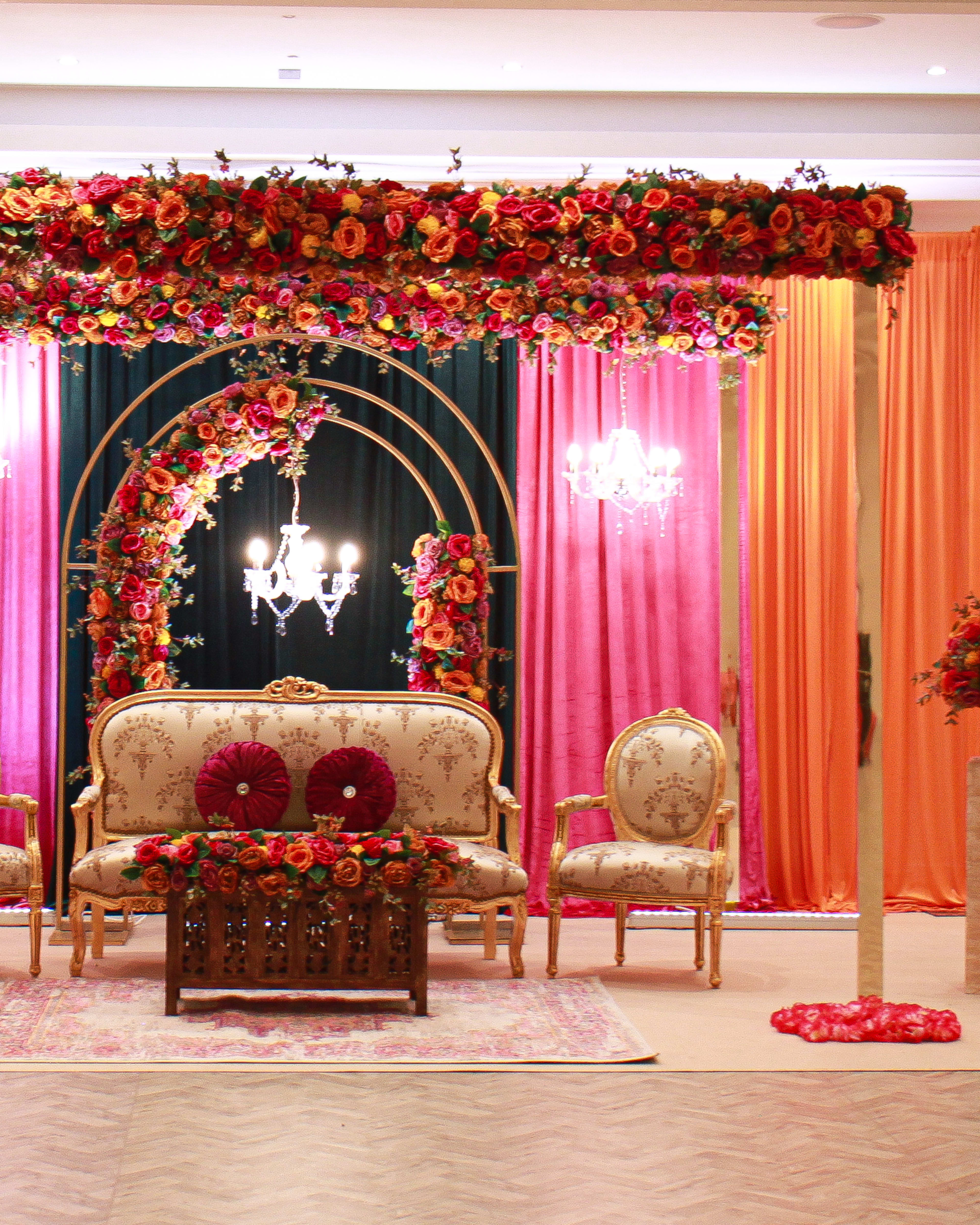 Mendhi stage decor and event styling London by Grand Affairs