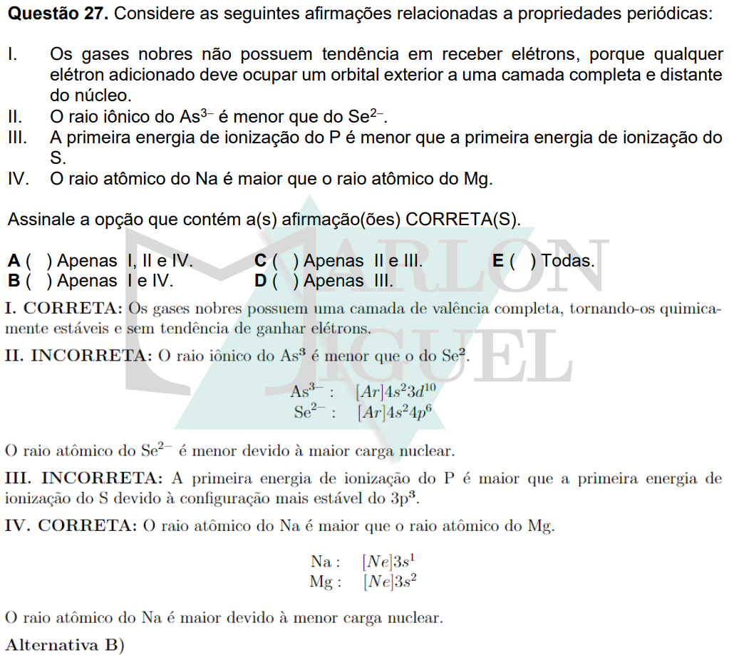 Solução da Questão 27