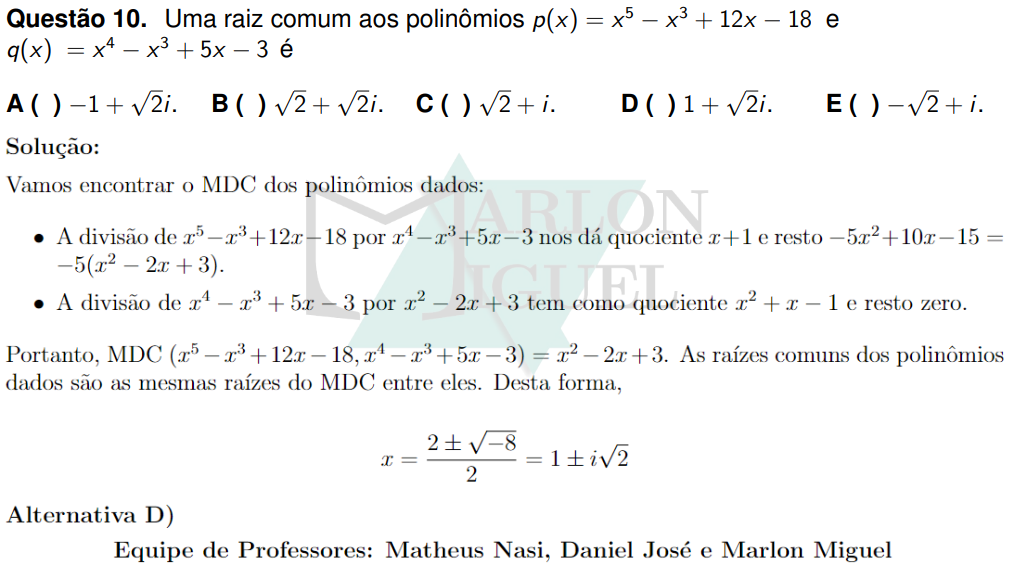 Solução da Questão 10