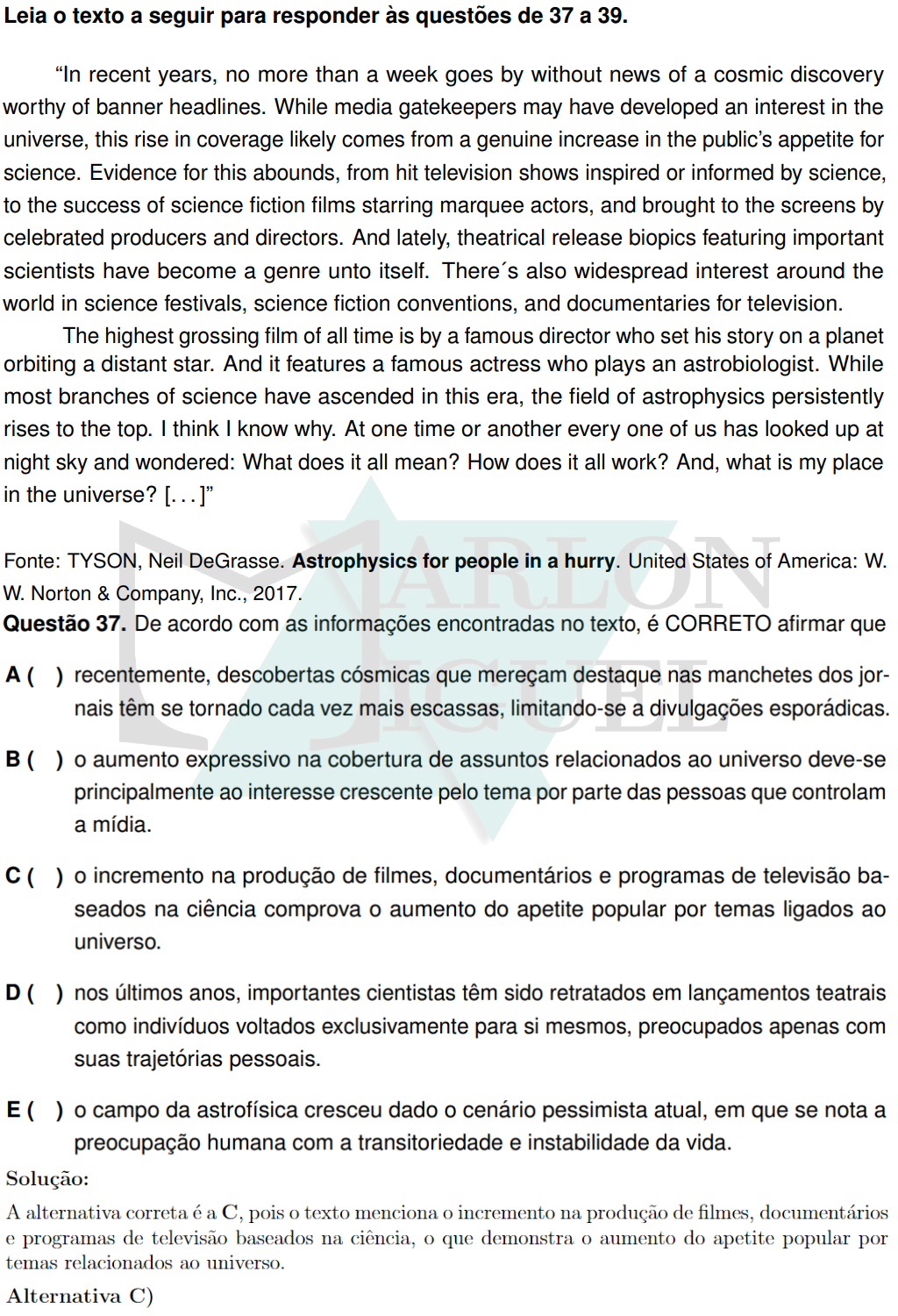 Solução da Questão 37