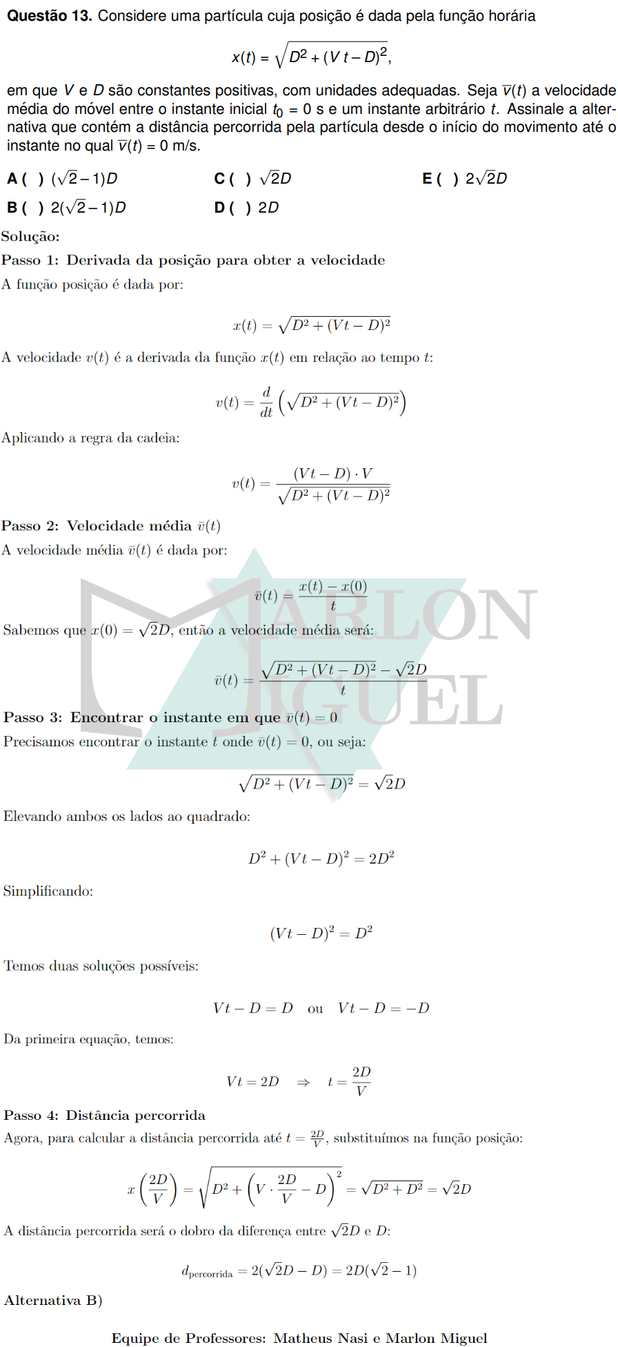 Solução da Questão 13