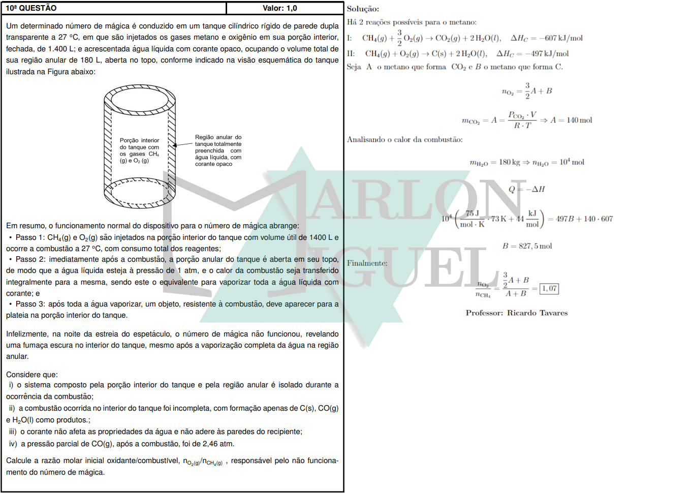 Solução da Questão 10 Discursiva Química