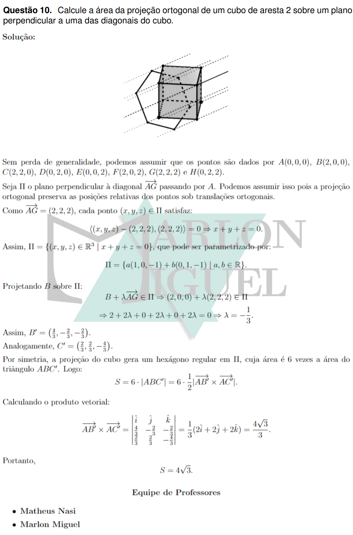 Solução da Questão 10 - 2ª Fase Matemática