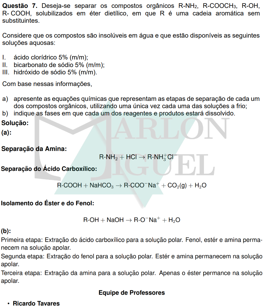 Solução da Questão 7 - 2ª Fase Química