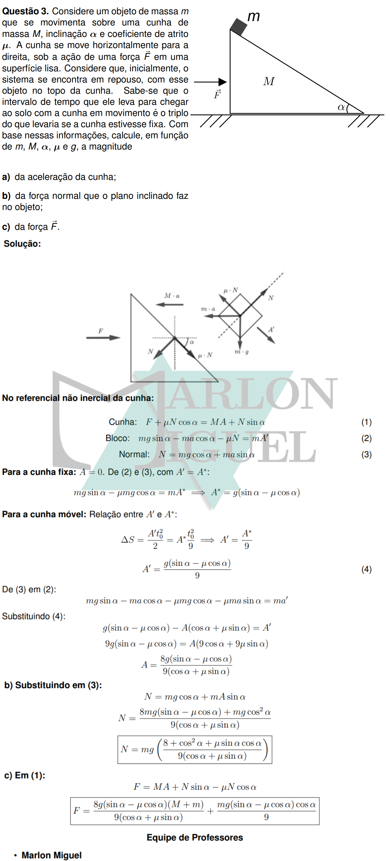 Solução da Questão 3 - 2ª Fase Física