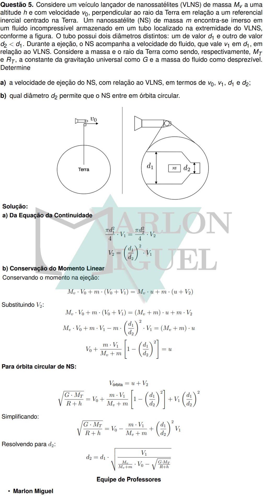 Solução da Questão 5 - 2ª Fase Física