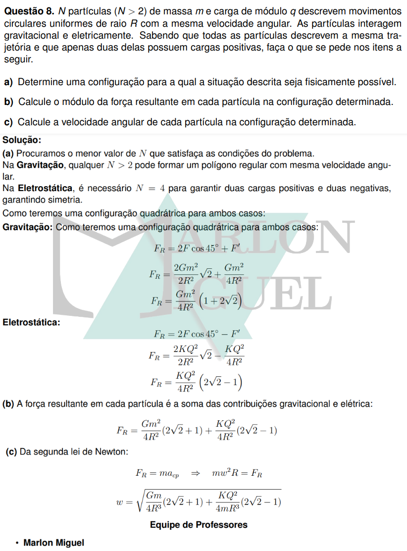 Solução da Questão 8 - 2ª Fase Física