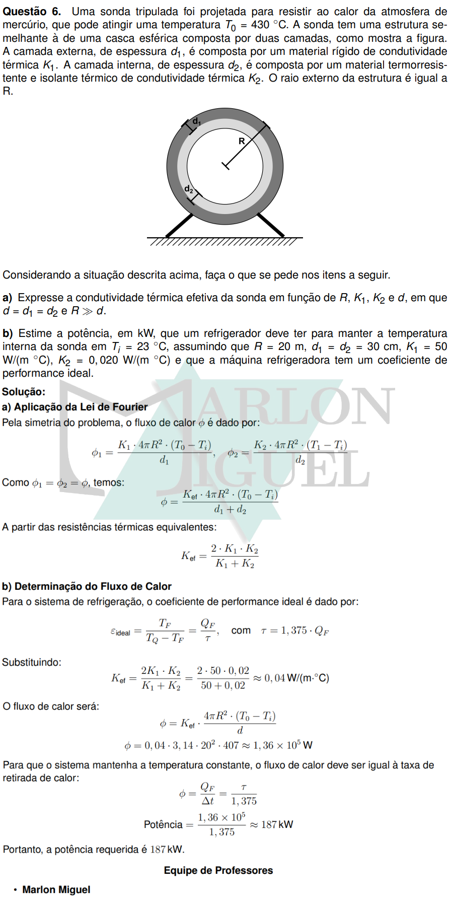 Solução da Questão 6 - 2ª Fase Física